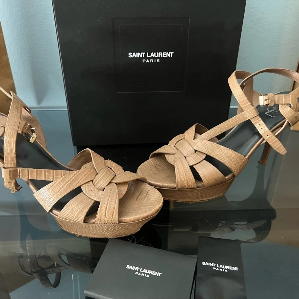 Saint Laurent T-Strap Platform Sandals - Picture 9 of 15